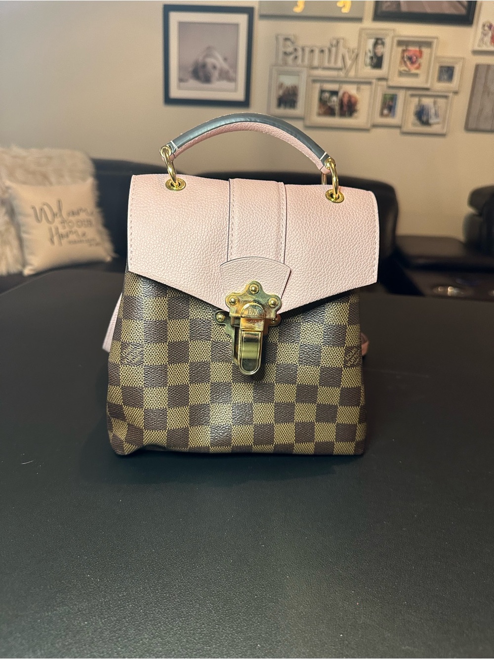 Louis Vuitton Clapton Backpack Damier Ebene Canvas Magnolia Pink